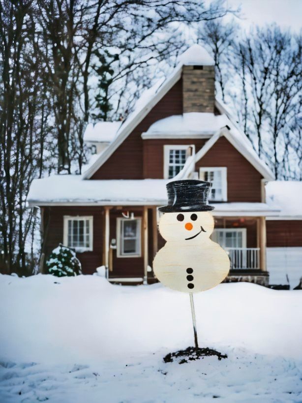 Add a festive touch to your outdoor space with our charming 10" Snowman Yard Stake.