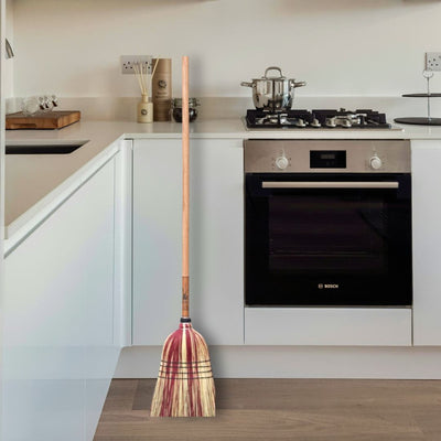 Stoltzfus Brooms can be delivered to your door from Harvest Array. Amish-made with hardwood handles and 100% natural broomcorn. Medium 56" boo in natural and red.