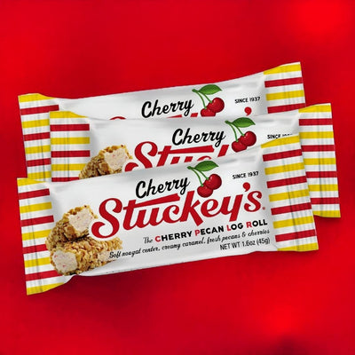 Cherry Stuckey's cherry pecan log rolls are back in stock at Harvest Array. Order now, quantities are limited.