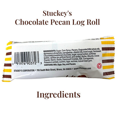 Stuckey's Chocolate Pecan Log Roll  ingredients list. Order today at harvestarray.com.