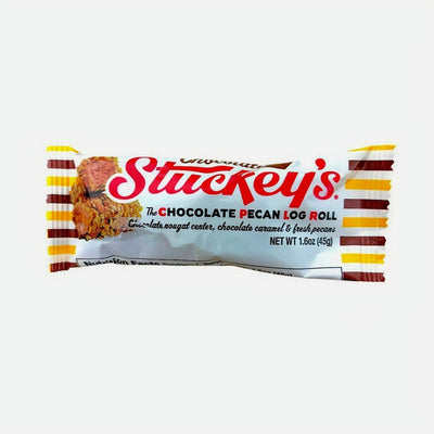 Stuckey's New Chocolate Pecan Log Roll - a chocolatey twist on the Original Vanilla Pecan Log Roll. Now available from Harvest Array. 