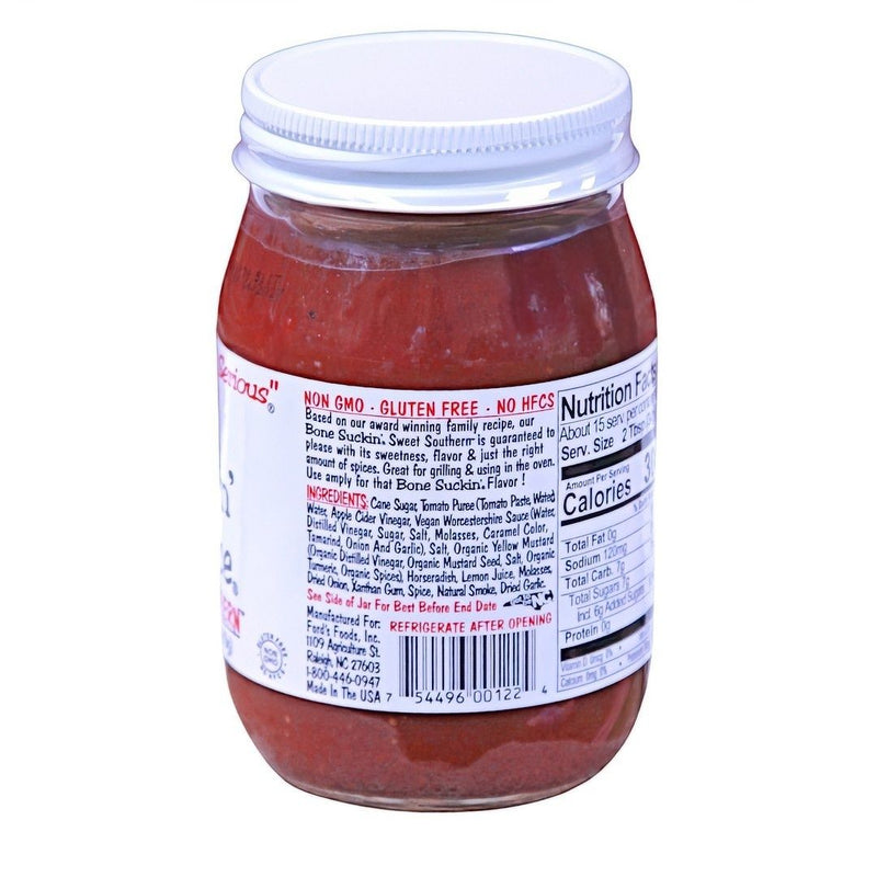 Ingredients in our NON GMO, Gluten Free, No HFCS Mild Sweet Southern Bone Suckin&