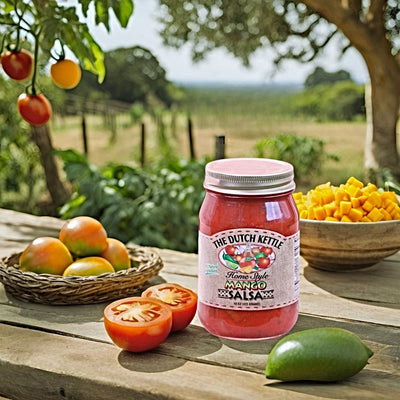 Authentic Home Style Mango Salsa from the Dutch Kettle. Order this fresh, spicy sweet salsa today from Harvest Array.