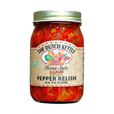 16 oz  Jar of The Dutch Kettle Hot Pepper Relish available online only at harvestarray.com.