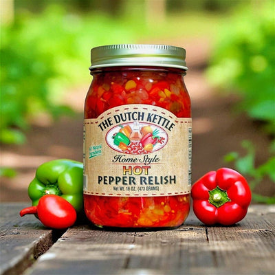 Dutch Kettle Amish Home Style Hot Pepper Relish. New to Harvest Array's Collection of Relishes.
