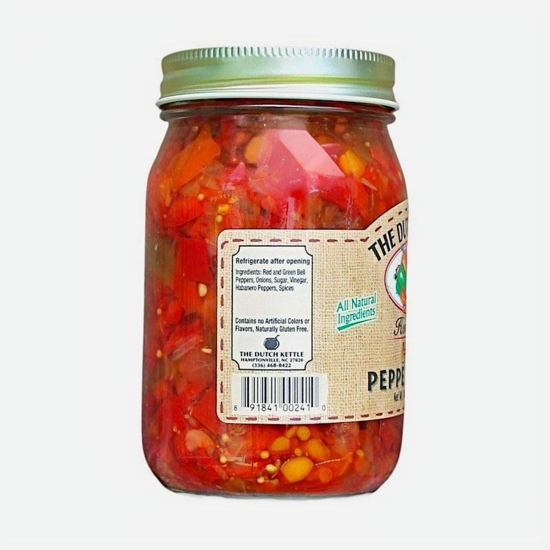 All-Natural Ingredients in Dutch Kettle Amish Home Style Hot Pepper Relish. 