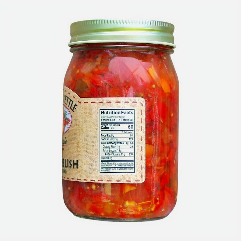 Nutrition information for Dutch Kettle Amish Home Style Hot Pepper Relish. 