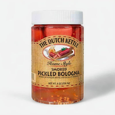 Dutch Kettle Home Style Smoked Pickled Bologna is available in an 8 oz. jar from Harvest Array.