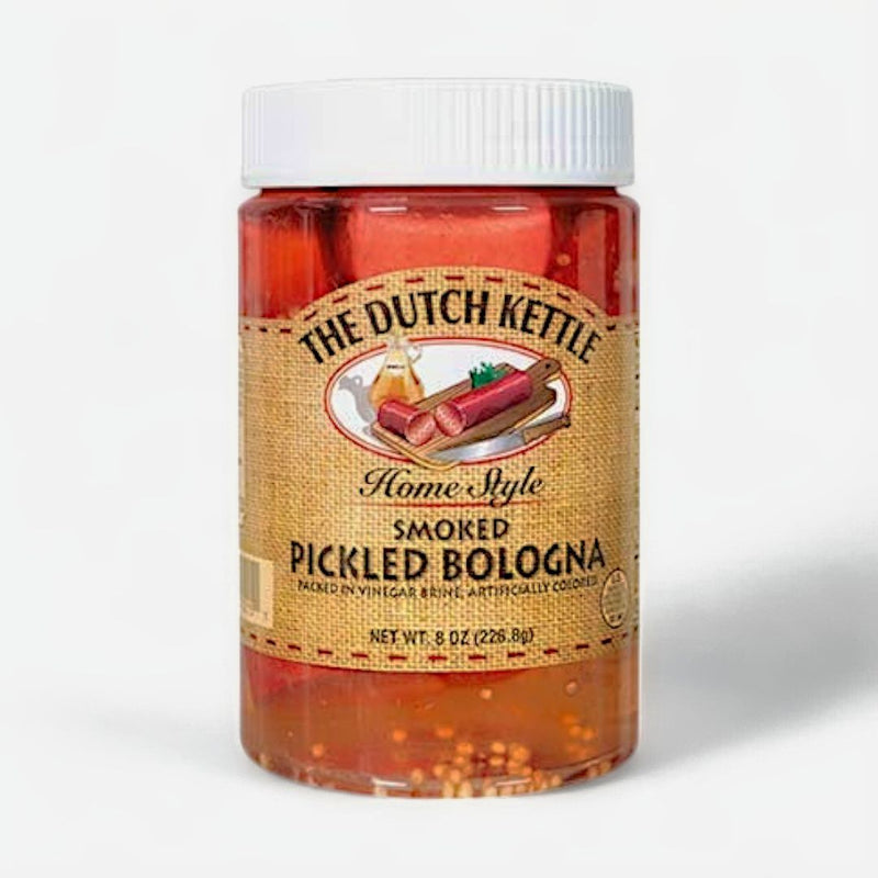 Dutch Kettle Home Style Smoked Pickled Bologna is available in an 8 oz. jar from Harvest Array.