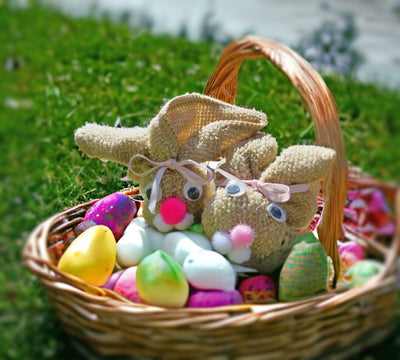 Shop Harvest Array for Made in the USA Spring and Easter Decorations like these Tan Washcloth bunnies.