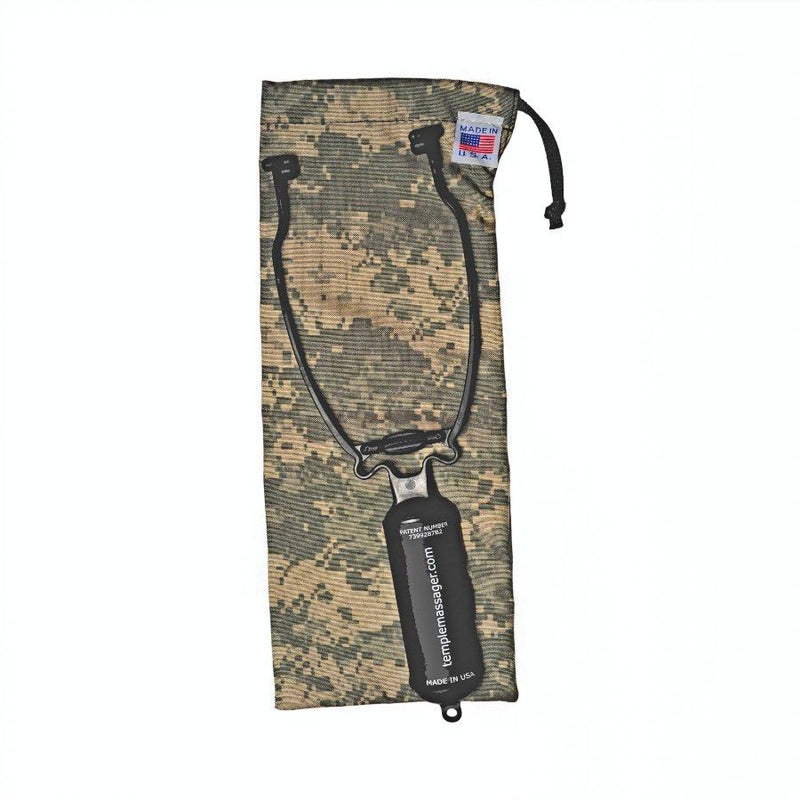 Black Temple Massager™ and Camo Carry Bag. Made in the USA by a Veteran of the War in Iraq. 