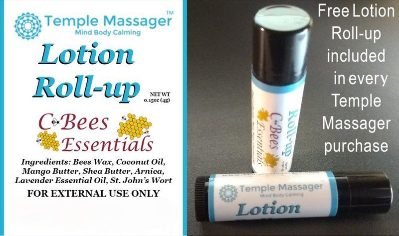 Free Lotion Roll-up Stick comes with every Temple Massager Purchase on Harvest Array.