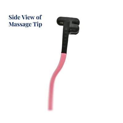 Side view of a Massage Tip on a Pink Temple Massager.