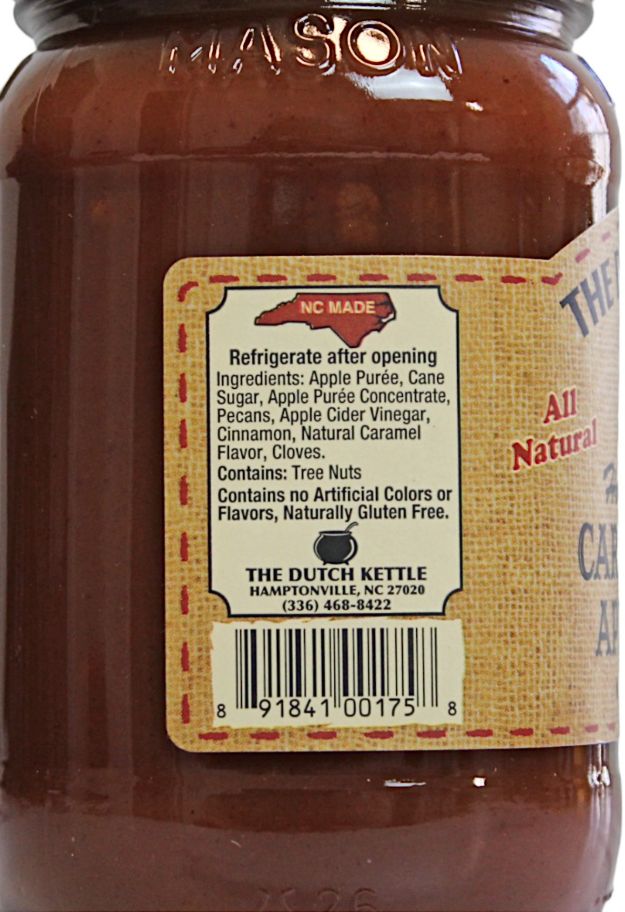 Amish Caramel Pecan Apple Butter all Natural Ingredients. Made in USA from Harvest Array.