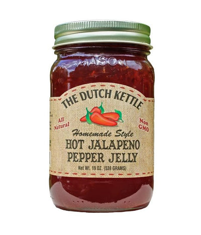 19 oz. jar of Dutch Kettle Hot Jalapeno Pepper Jelly on Harvest Array