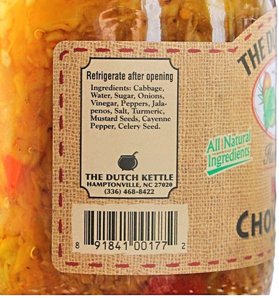 The Dutch Kettle Hot Chow Chow Ingredients