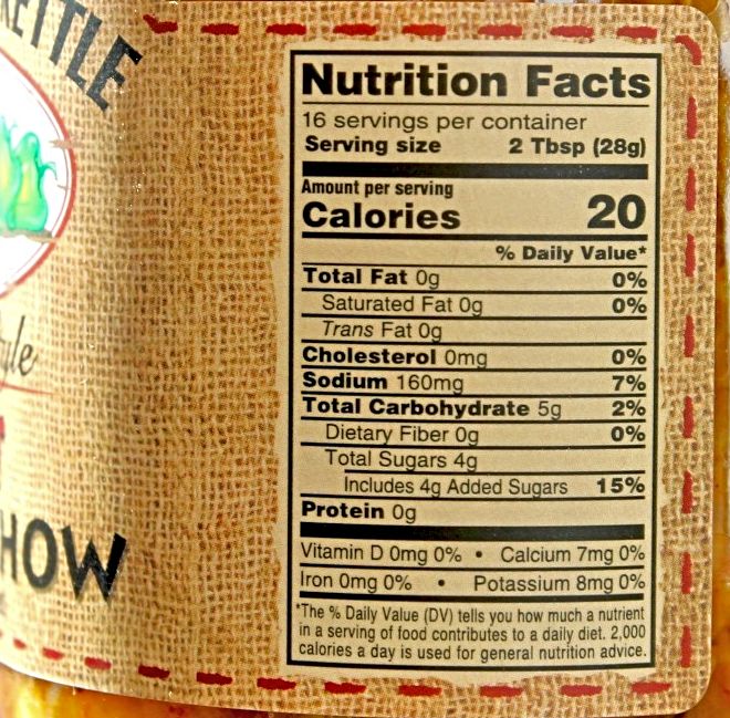 The Dutch Kettle Hot Chow Chow Nutritional Facts