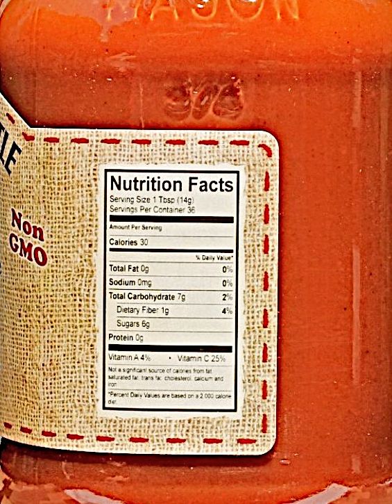 The Dutch Kettle Peach Butter Nutritional Facts from Harvest Array