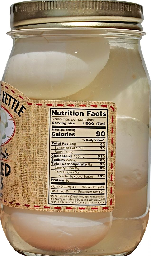 Dutch Kettle Amish Home Style Pickled Eggs nutrition information.