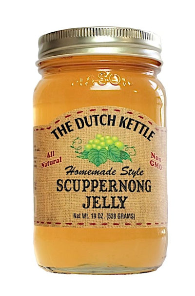 19 ounce jar of Scuppernong Jelly from The Dutch Kettle, available at Harvest Array's Online General Store!