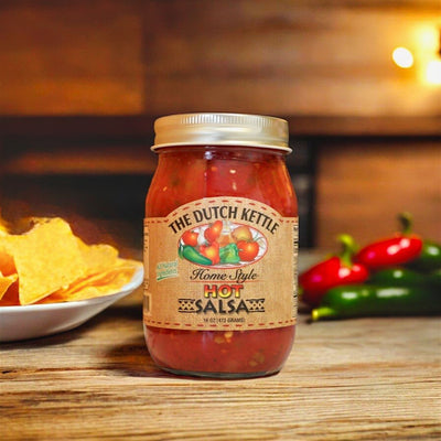 The Dutch Kettle Home Style Hot Salsa has a real kick. Order today from Harvest Array!