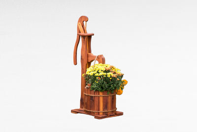 Large Amish Made Cedar Water Pump Flower Planters