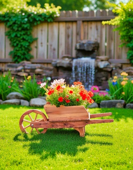 Amish Made Cedar Wheelbarrow Planter Cart from Harvest Array