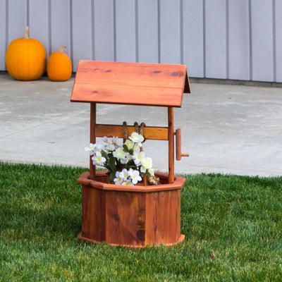 Small Amish Made Cedar Wishing Well by the barn