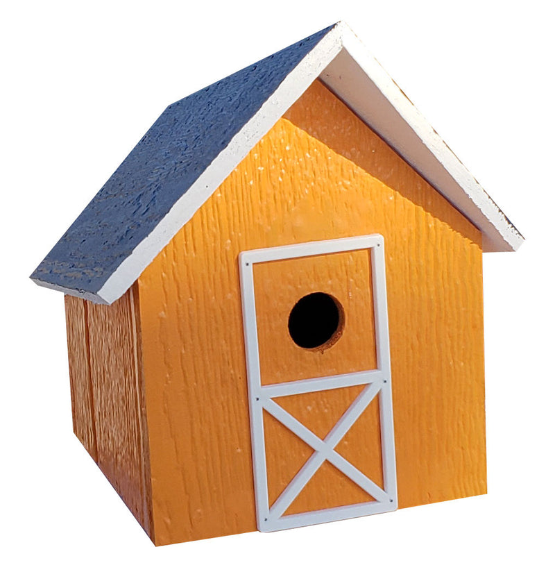 Orange  Amish Made Wooden Birdhouse