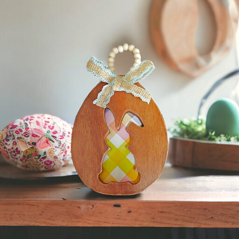 Wooden Easter Bunny in Egg Decoration