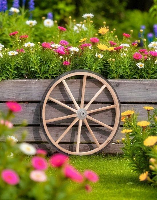 Light Duty Wooden Cart Wheels with Rubber Tires