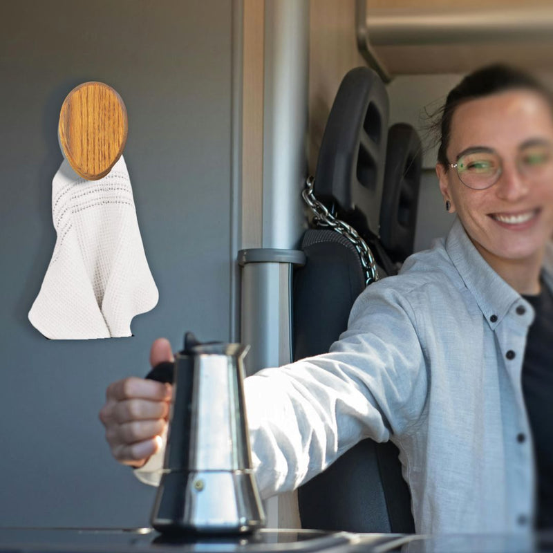 No tools are needed to hang a handy Wooden Marble Towel Holder in a kitchen, bathroom, or even an RV. Shop today at harvestarray.com.