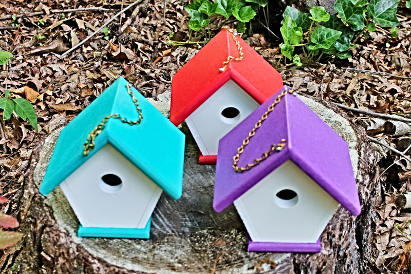 Top -down view of 3 poly wren birdhouses