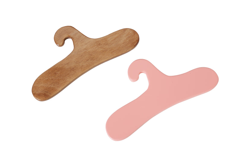Wooden Doll Clothes Hangers available in Harvest, Pink, or White