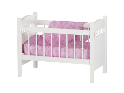 White 25Inch Long Wooden Baby Doll Crib