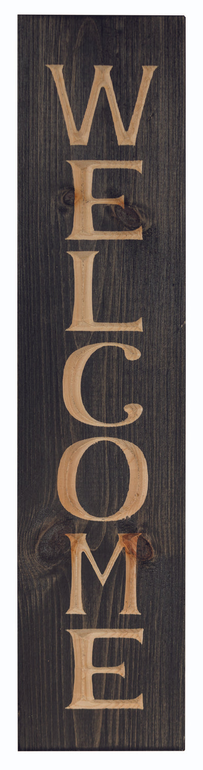 Welcome Vertical Wooden Signs - 24" X 5.5" Available t harvestarray.com.