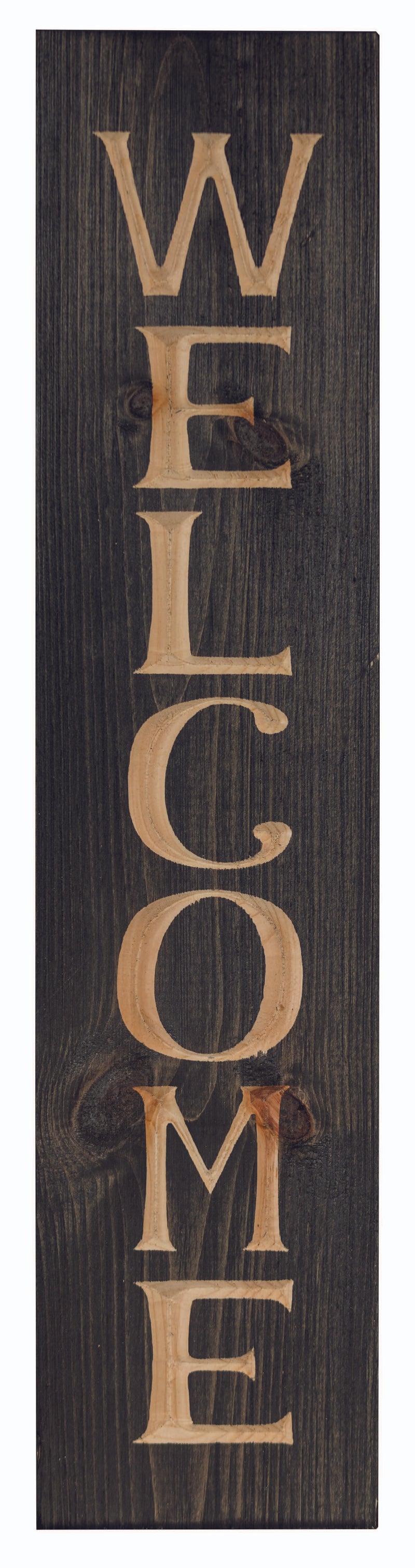Welcome Vertical Wooden Signs - 24" X 5.5" Available t harvestarray.com.