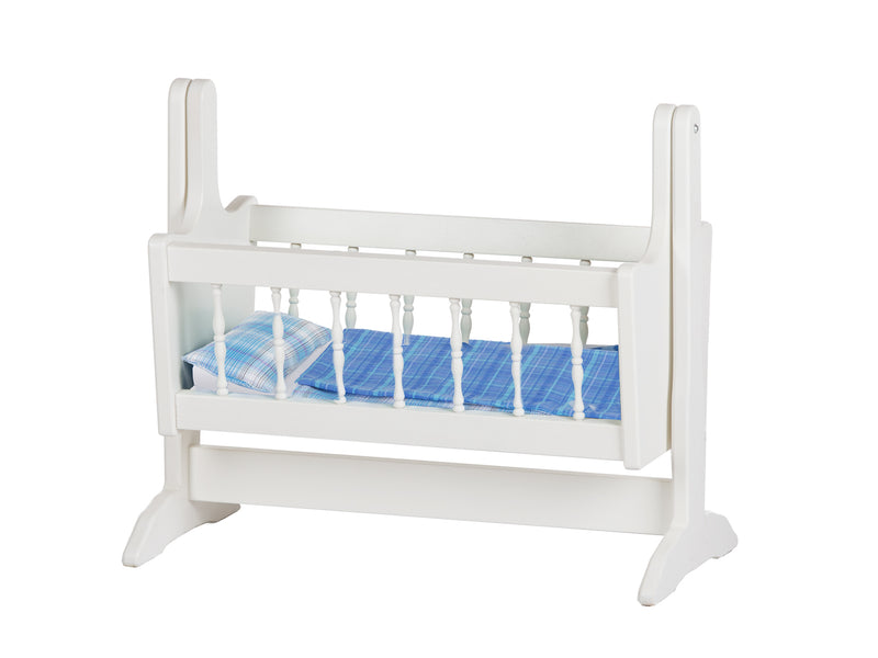 White Swinging Wooden Doll Cradle