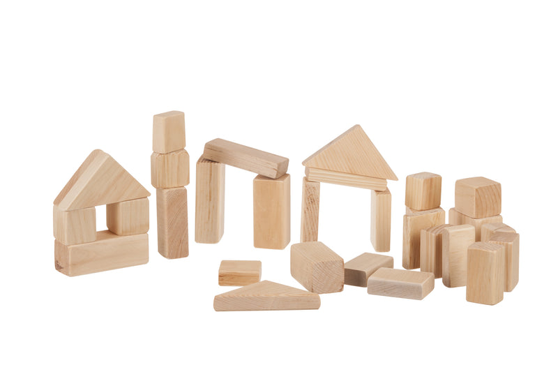 30 Piece Wooden Building Blocks Set