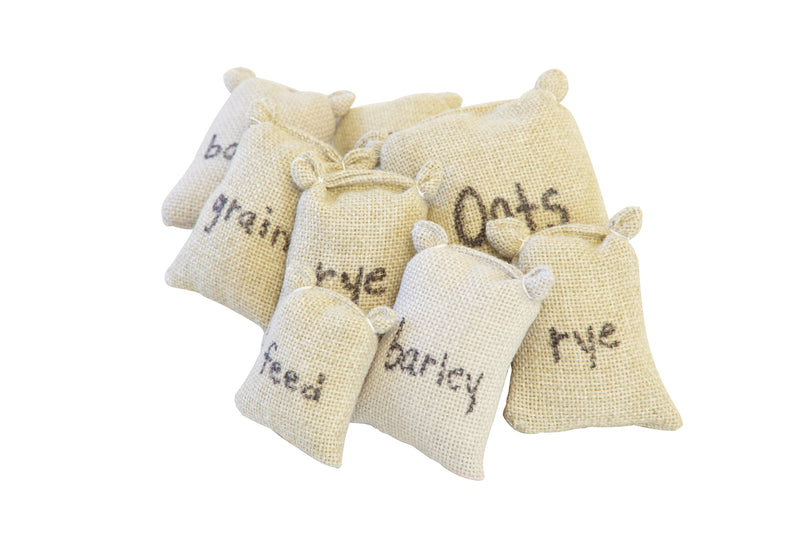 Set of 6 Feed Sacks Hand Sewn for pretend farm play.