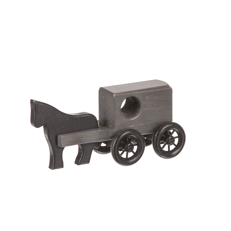 Gray Wooden Horse and Buggy Small Playset