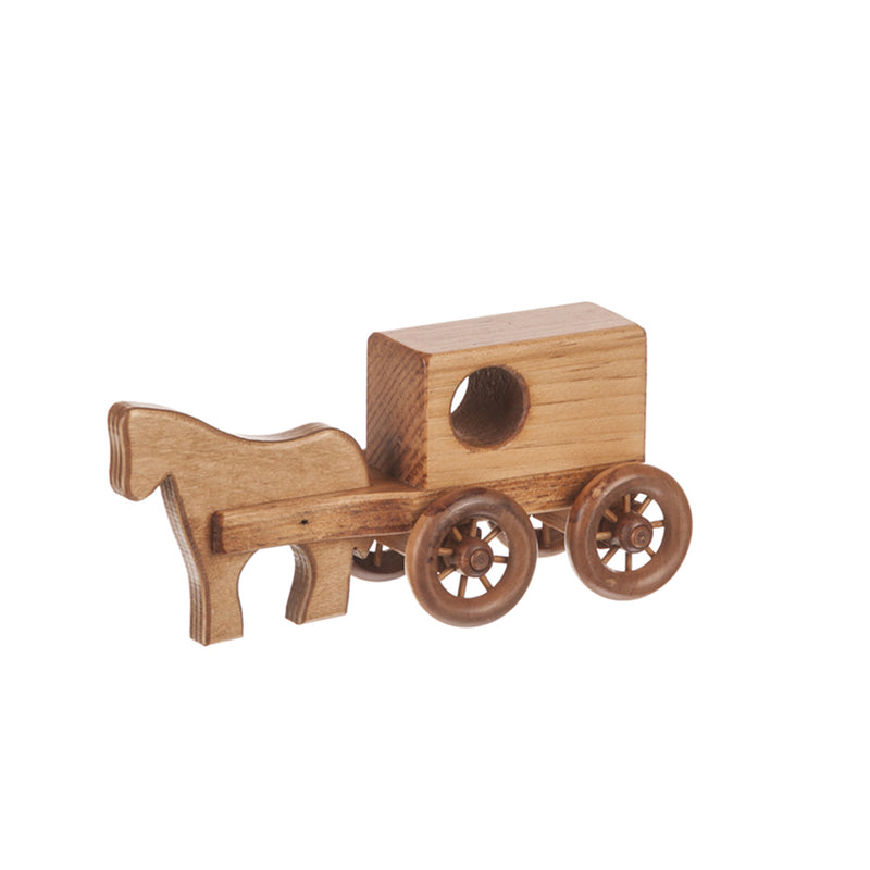 Harvest Stained Wooden Horse and Buggy Small Playset