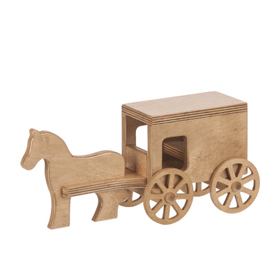 Harvest Stain Horse and Buggy Wooden Playset