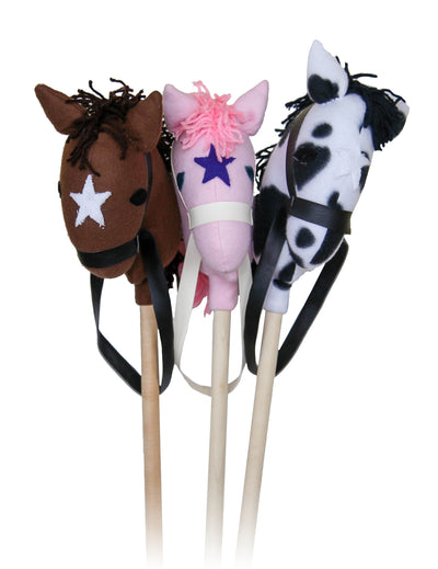 Child's Stick Horse in Brown, Pink, and Black & White