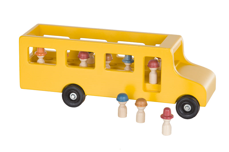 Large yellow Wooden School Bus with Little People