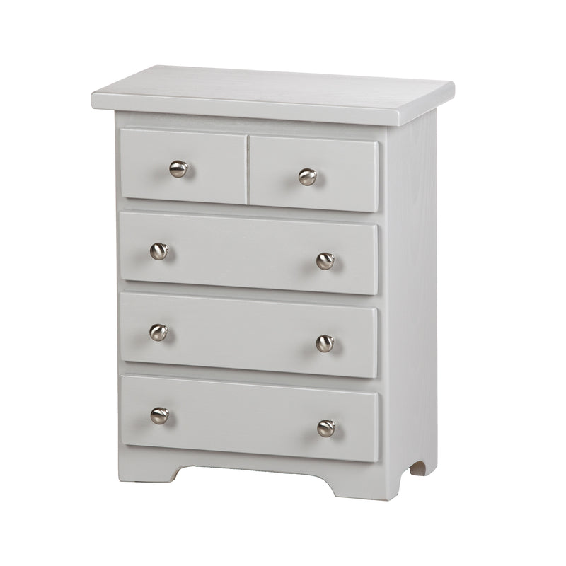 Doll Furniture - Grey Wooden Chest of Drawers 