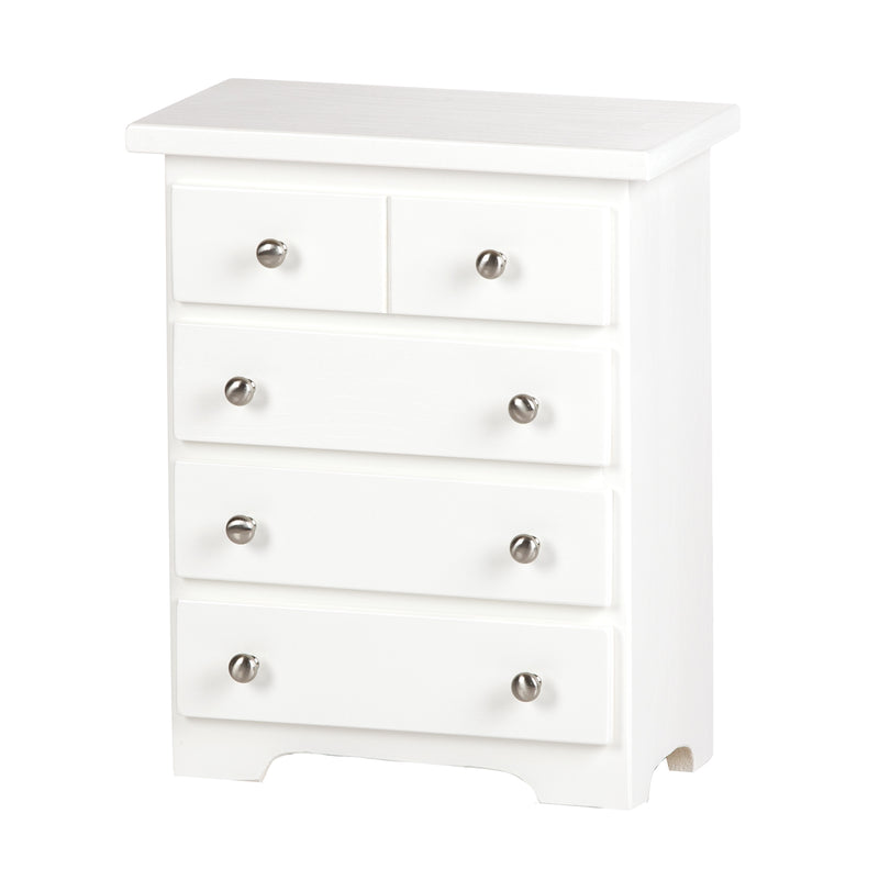 Doll Furniture - White Wooden Chest of Drawers 
