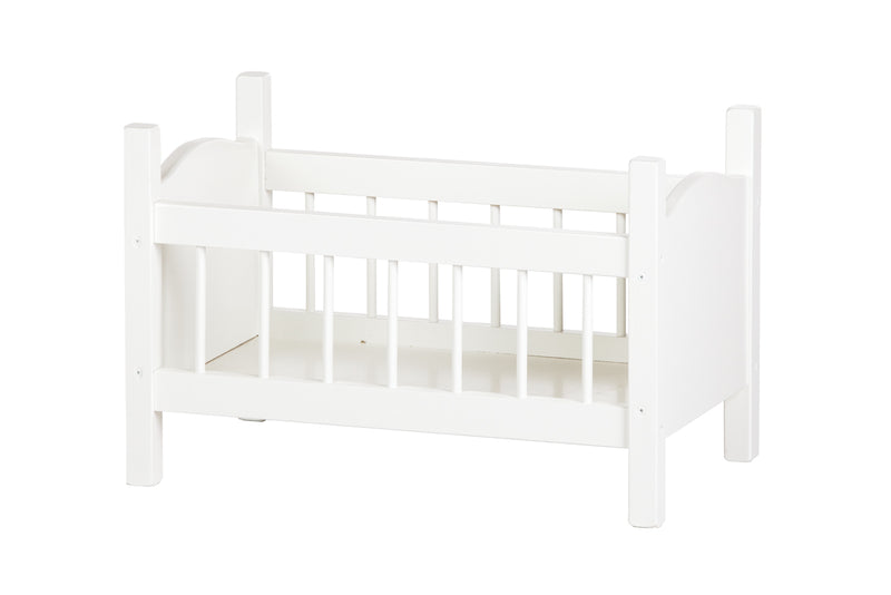 White 21 Inch Long Wooden Baby Doll Crib