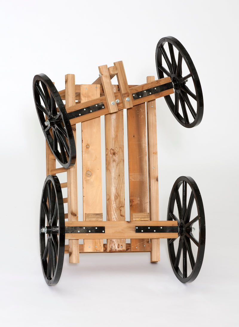 Bottom view of the Amish Made Cedar Pumpkin Wagons