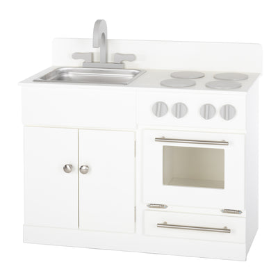 White Children's Wooden Sink and Stove Playset